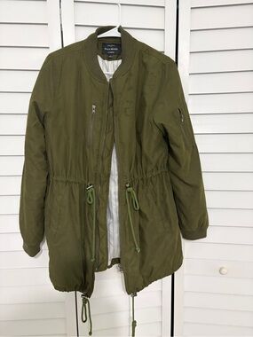 Haute Monde Olive Green Drawstring Utility Jacket